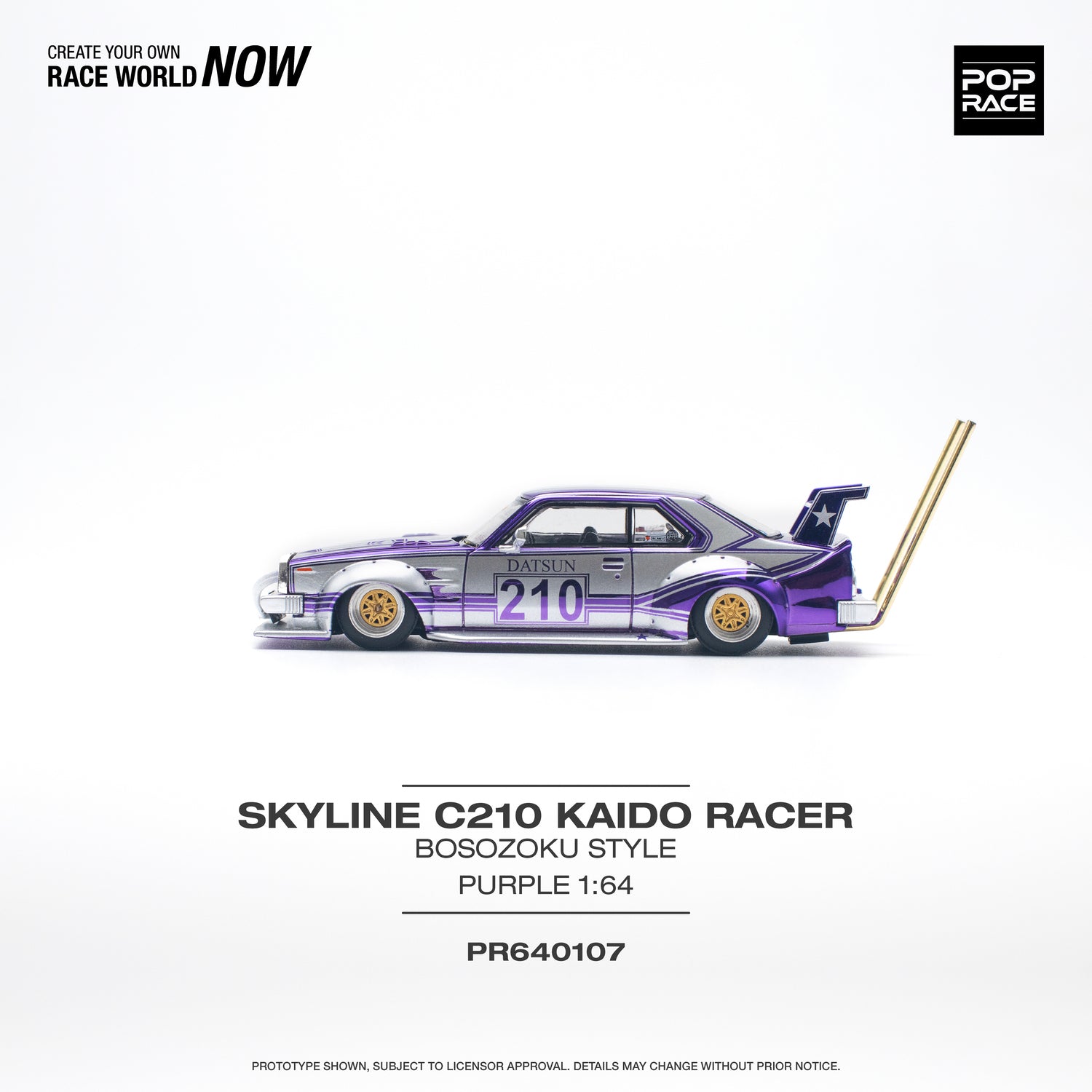 POPRACE 1/64 Skyline C210 Kaido Racer (Bosozoku Style) Purple