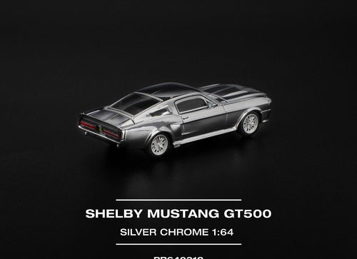 Load image into Gallery viewer, (Pre-order) POPRACE 1/64 SHELBY MUSTANG GT500 - SILVER CHROME Model Car

