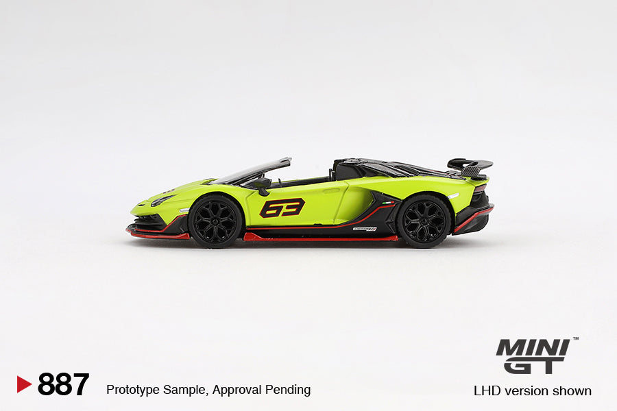 Mini GT #887 Lamborghini Aventador SVJ 63 Roadster Verde Shock LHD