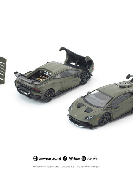 (Pre-order) POP RACE 1/64 lamborghini huracan sto verde turbine matt #pr640347