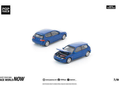Load image into Gallery viewer, (Pre-order) POPRACE 1/64 HONDA CIVIC (EG6) CAPTIVA BLUE Model Car #PR640475
