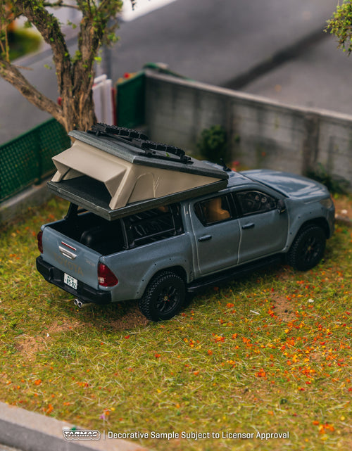 Load image into Gallery viewer, Tarmac Works 1/64 Toyota Hilux  Grey - With camping tent Diecast Car
