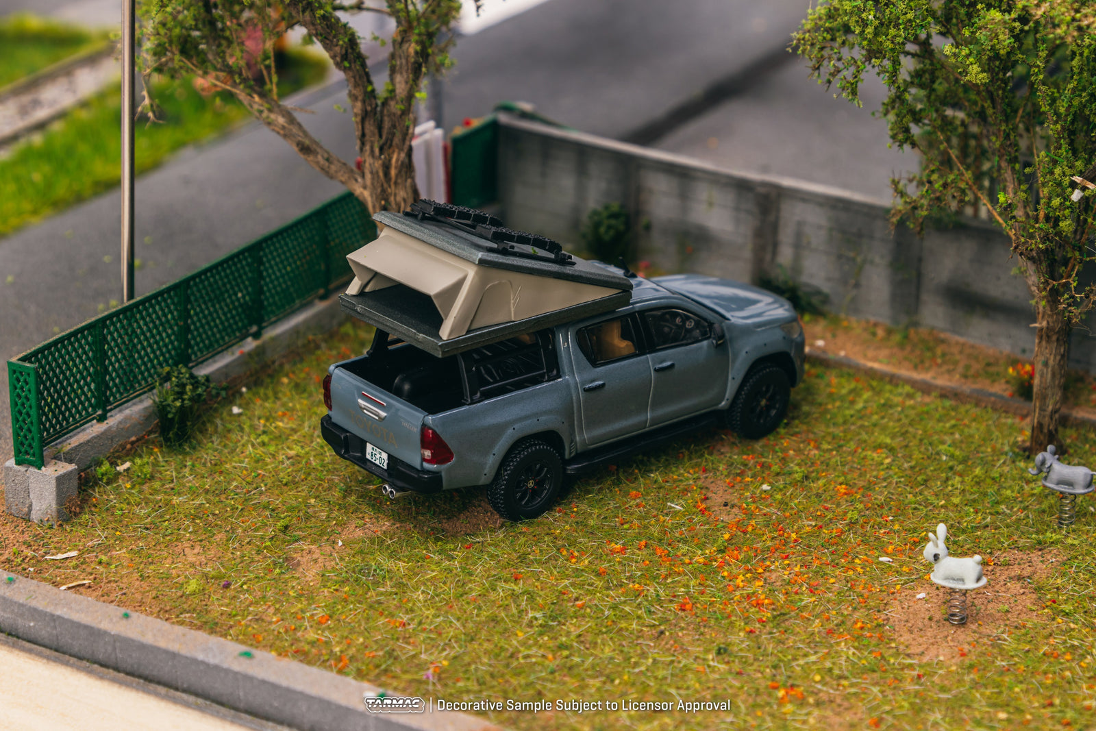 Tarmac Works 1/64 Toyota Hilux  Grey - With camping tent Diecast Car