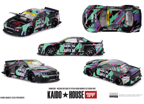 Load image into Gallery viewer, (Pre-order) Kaido House Mini GT Nissan Skyline GT-R R34 Kaido Works V2 Aero HKS
