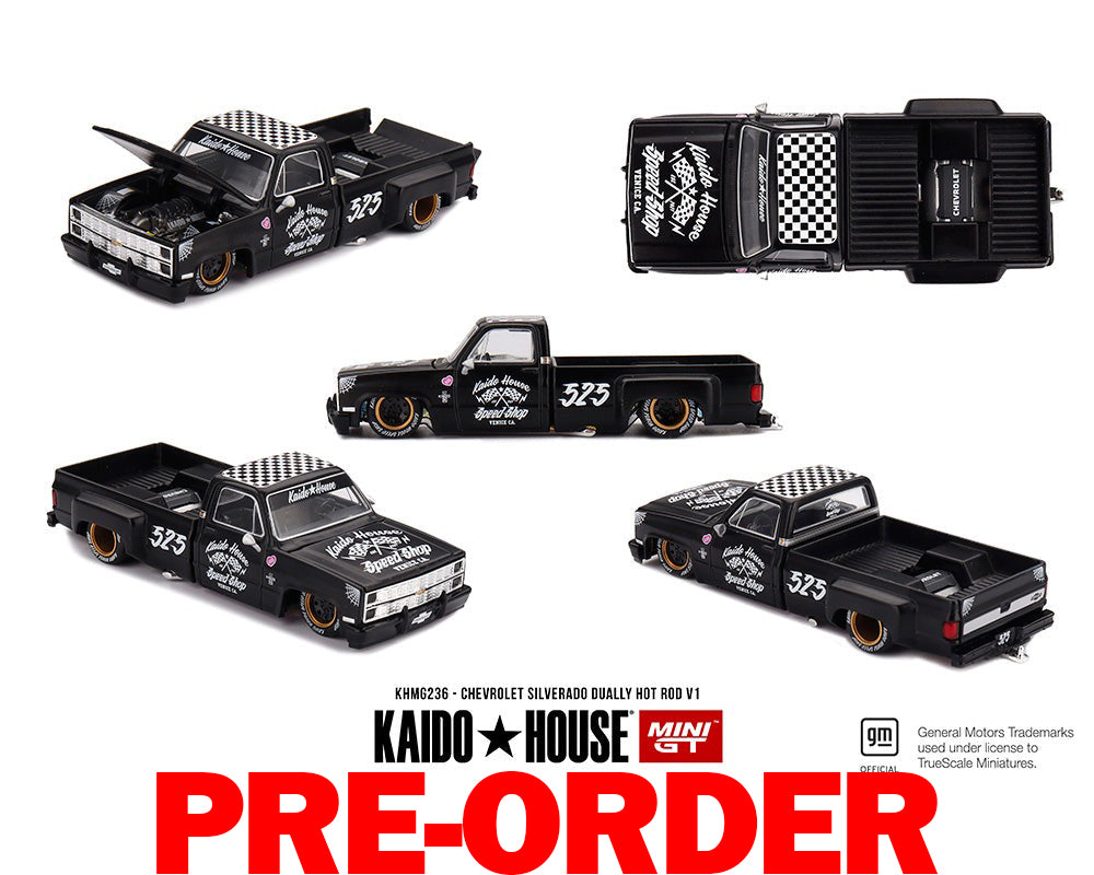 (Pre-order) Kaido House X Mini GT Chevrolet Silverado Dually Hot Rod V1 #KHMG236