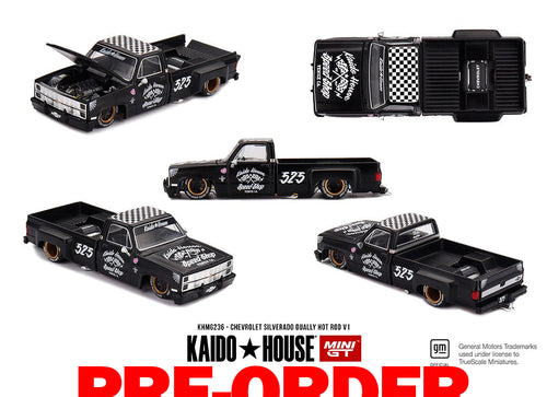 Load image into Gallery viewer, (Pre-order) Kaido House X Mini GT Chevrolet Silverado Dually Hot Rod V1 #KHMG236
