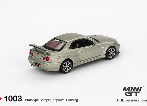 Load image into Gallery viewer, Mini GT #1003 Nissan Skyline GT-R (R34) V-Spec II Nür Millenium Jade
