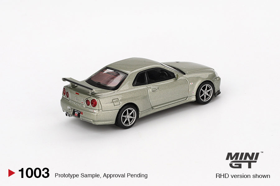 Mini GT #1003 Nissan Skyline GT-R (R34) V-Spec II Nür Millenium Jade