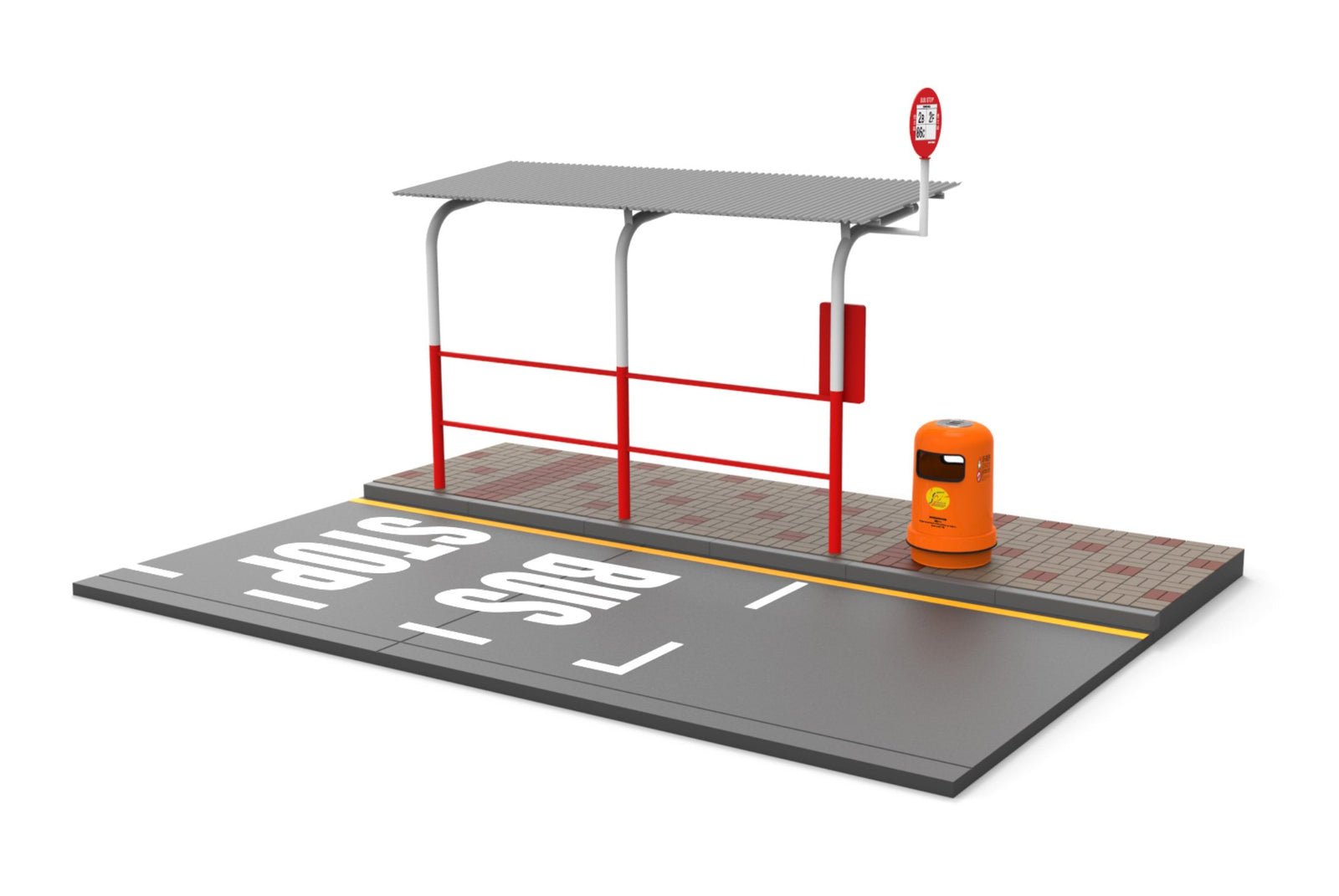 TINY Hong Kong City 1/18 S5 Bus Stop Diorama Set Full Metallic Accessories