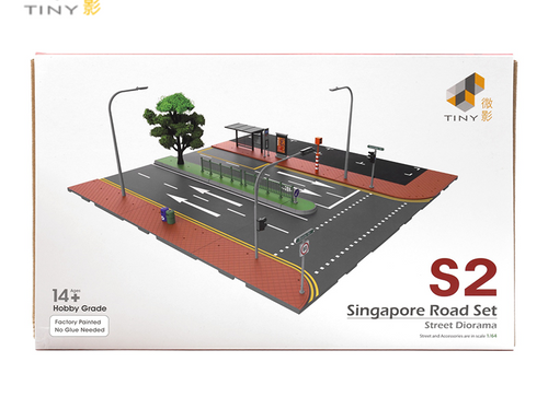Load image into Gallery viewer, TINY City scale 1:64 Street Diorama Painted Model - S2 Singapore Road Set
