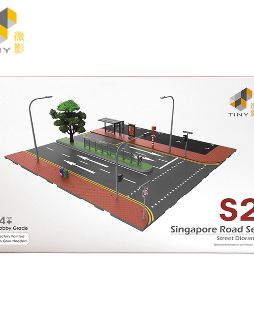 Load image into Gallery viewer, TINY City scale 1:64 Street Diorama Painted Model - S2 Singapore Road Set
