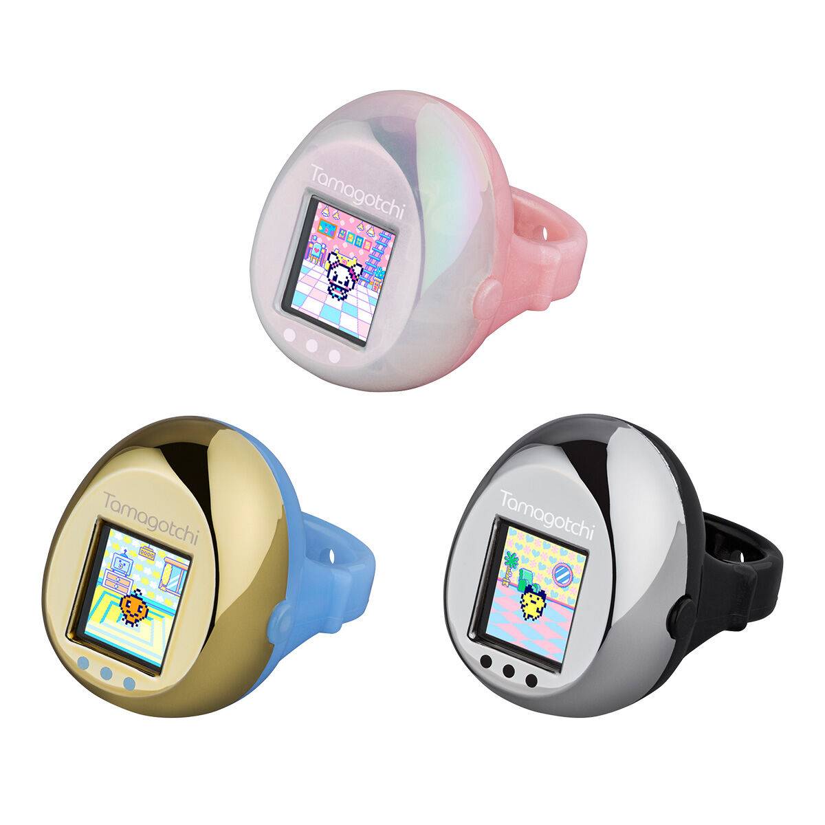 (Pre-order) Bandai Tamagotchi ring - Blue & Metallic Gold Digital Pet Toy