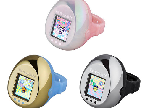 Load image into Gallery viewer, (Pre-order) Bandai Tamagotchi ring - Blue &amp; Metallic Gold Digital Pet Toy

