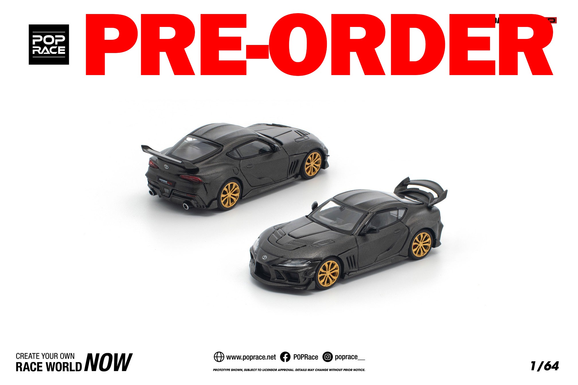 (Pre-order) POPRACE 1/64 DARWIN PRO 66G WBK SUPRA A90 CARBON EDITION Model Car