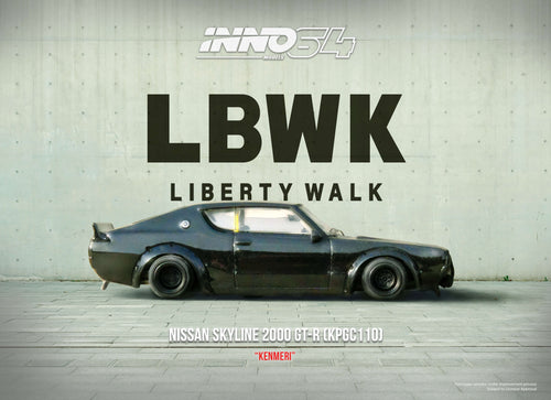 Load image into Gallery viewer, INNO64 MODEL 1/64 NISSAN SKYLINE 2000 GT-R (KPGC110) "KENMERI" Black
