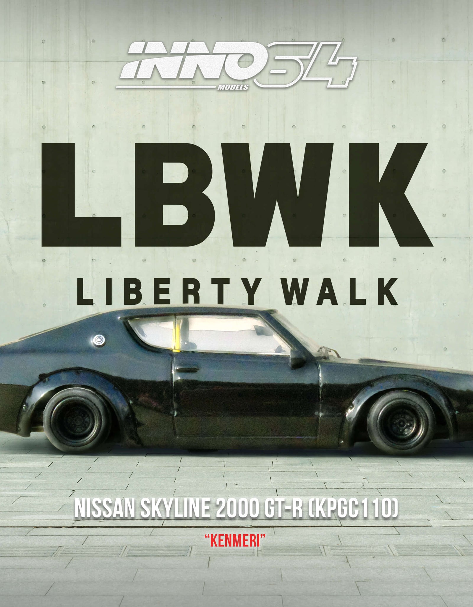 INNO64 MODEL 1/64 NISSAN SKYLINE 2000 GT-R (KPGC110) "KENMERI" Black