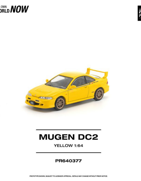 (Pre-order) POP RACE 1/64 MUGEN DC2 Yellow Diecast Model Car #PR640377