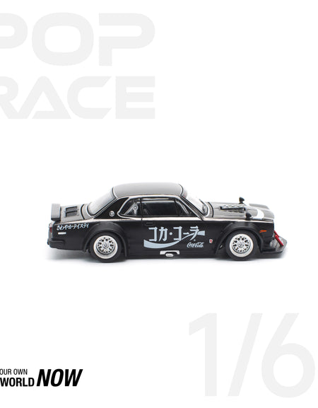 POPRACE 1/64 SKYLINE GT-R DRIFT HAKOSUKA COCA COLA ZERO JP BK CHROME