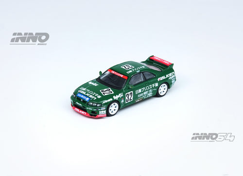 Load image into Gallery viewer, INNO64 1/64 NISSAN SKYLINE GT-R R33 #32 PRINCE CHIBA FALKEN N1 1996
