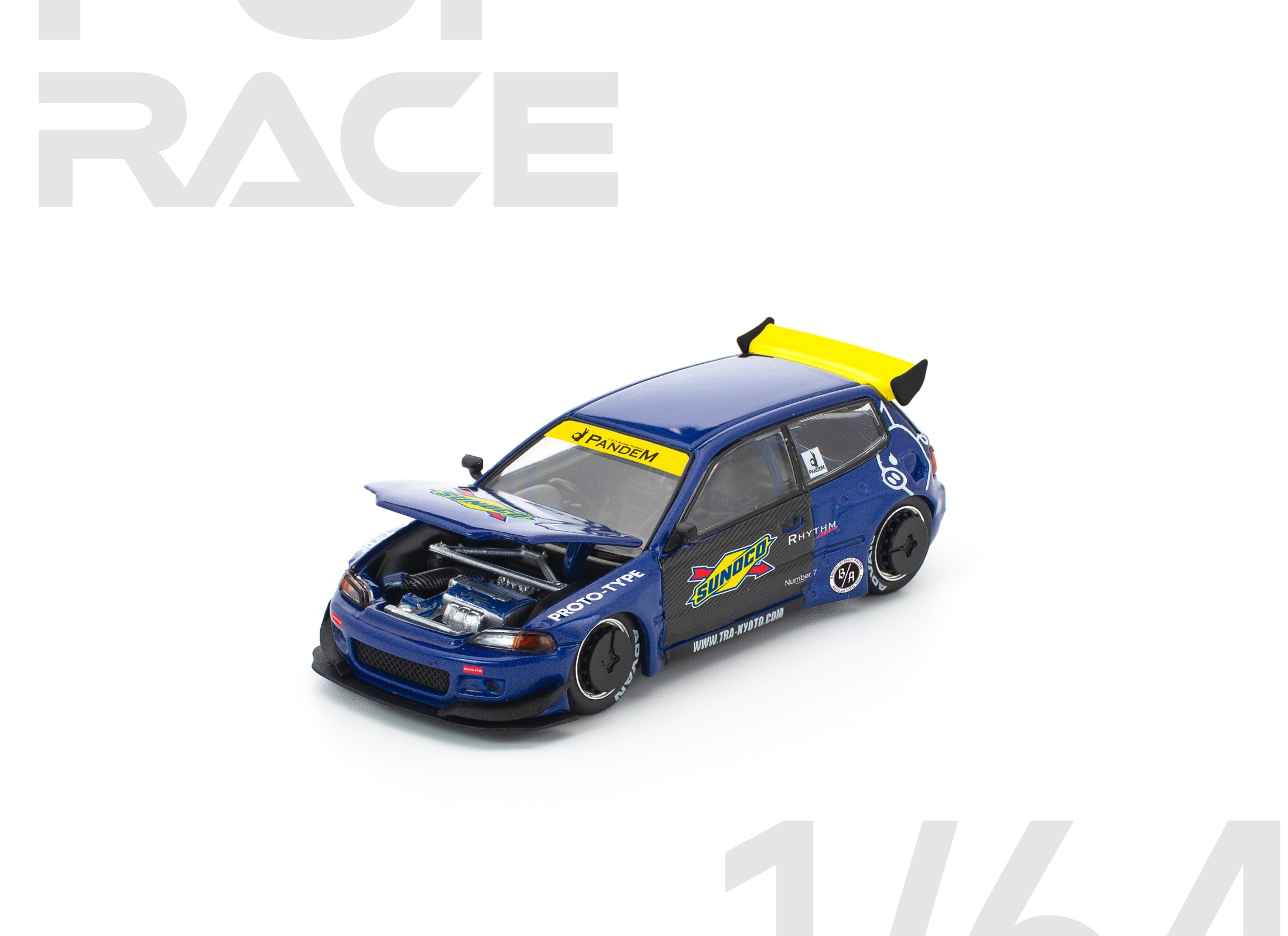 (Pre-order) POPRACE 1/64 PANDEM CIVIC EG6 BLUE/BLACK Diecast Model Car
