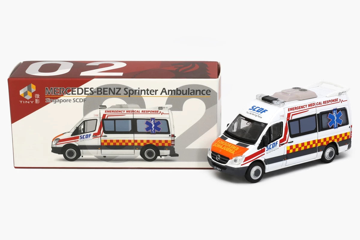 Tiny City SG2 Die-cast Model Car Mercedes-Benz Sprinter SCDF Ambulance (QX988Y)
