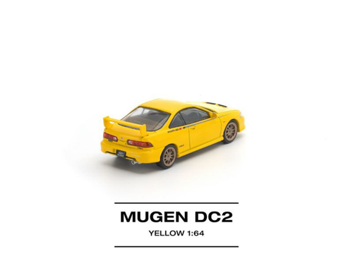 Load image into Gallery viewer, (Pre-order) POP RACE 1/64 MUGEN DC2 Yellow Diecast Model Car #PR640377
