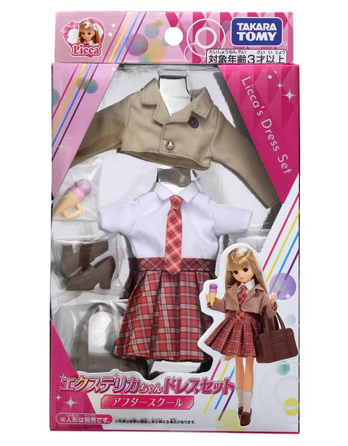 Load image into Gallery viewer, Takara Tomy Clothes Licca Hair Extensions Licca-chan Dress Set After School
