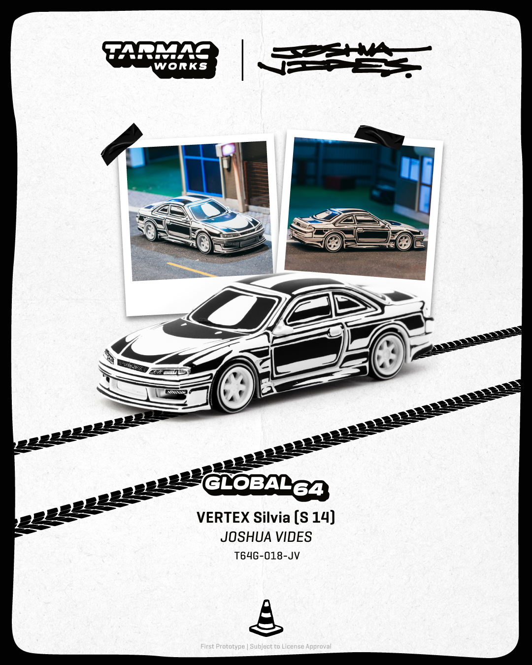 (Pre-order) Tarmac Works 1/64 VERTEX Silvia (S 14) - Designed by JOSHUA VIDES