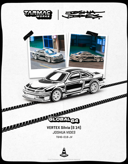 Tarmac Works 1/64 VERTEX Silvia (S 14) - Designed by JOSHUA VIDES