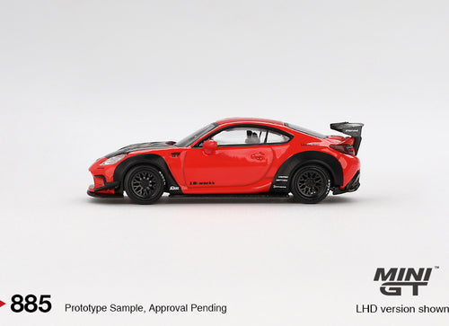 Load image into Gallery viewer, Mini GT #885 1/64 Toyota GR86 LB Nation Red LHD Diecast Model Car
