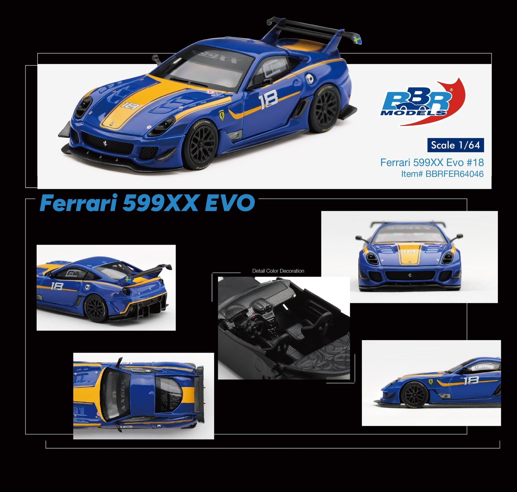 (Pre-order) BBR 1/64 Ferrari 599XX Evo #18 Diecast Model Car
