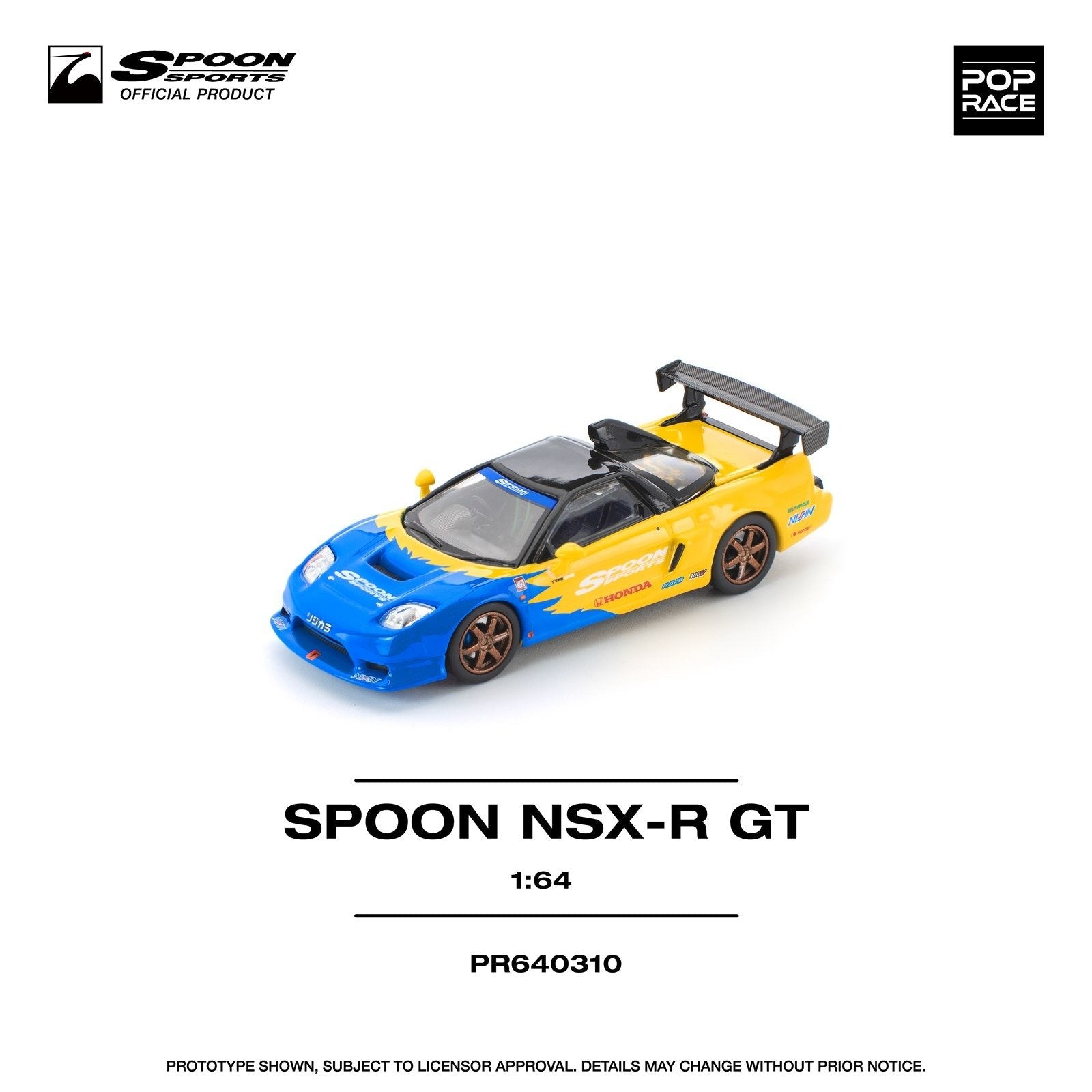 POP RACE 1/64 SPOON NSX-R GT Diecast Model Car