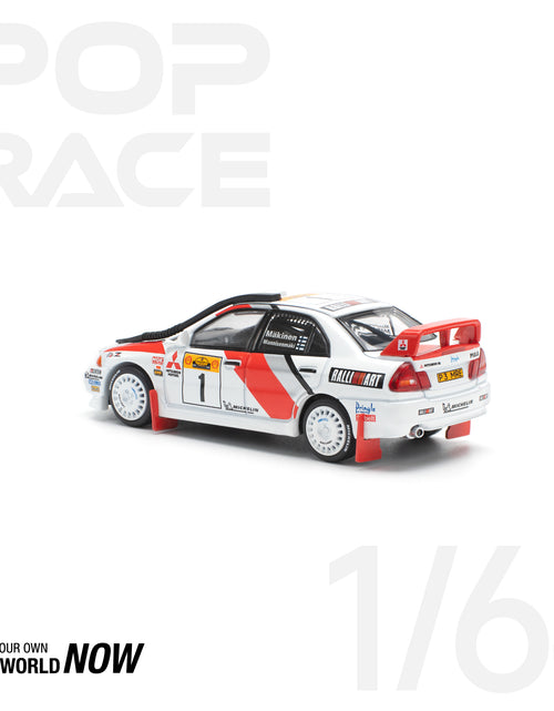 Load image into Gallery viewer, POPRACE 1/64 MITSUBISHI LANCER EVOLUTION IV SAFARI RALLY KENYA 1998
