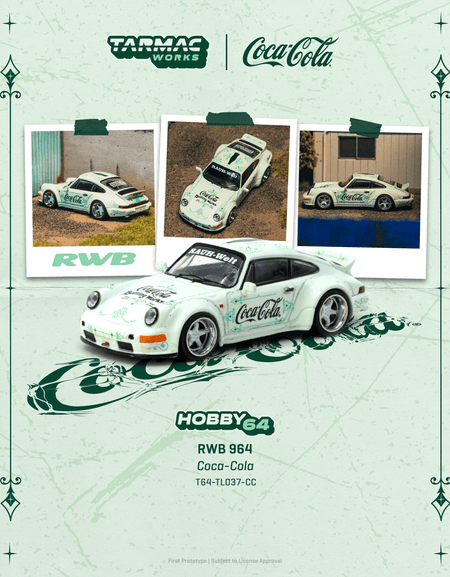 Tarmac Works 1/64 RWB 964 Coca-Cola Diecast Model Car