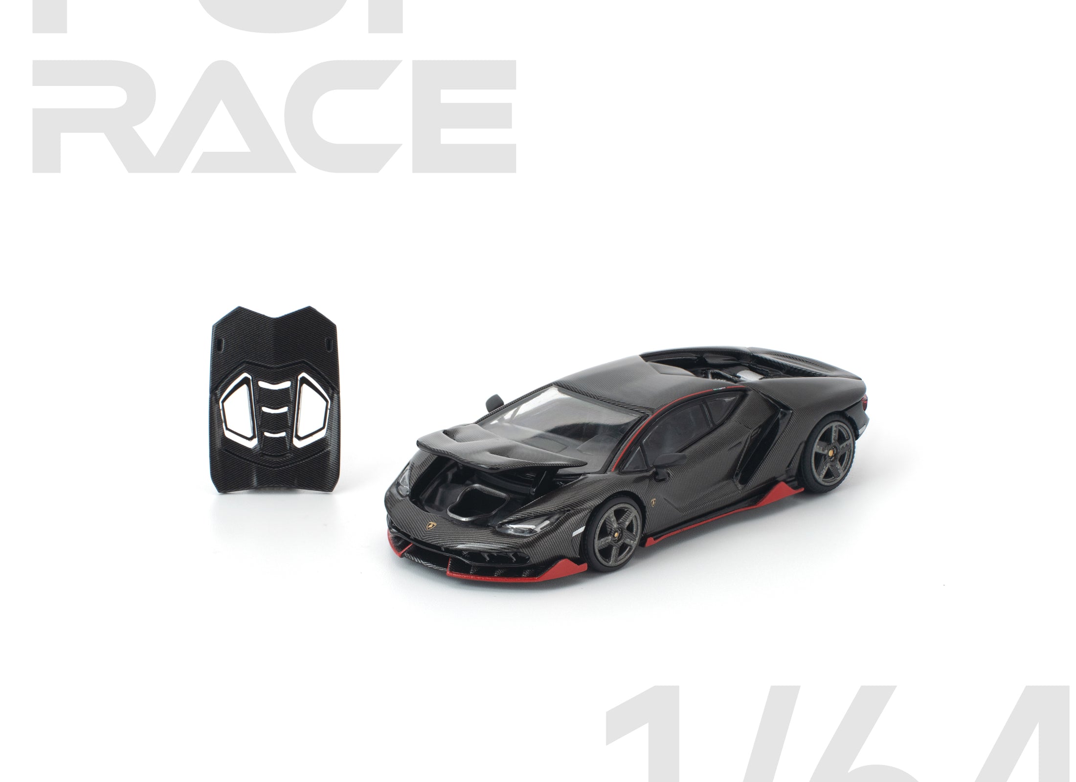 (Pre-order) POPRACE 1/64 LAMBORGHINI CENTENARIO CARBON/RED #PR640436 Model Car