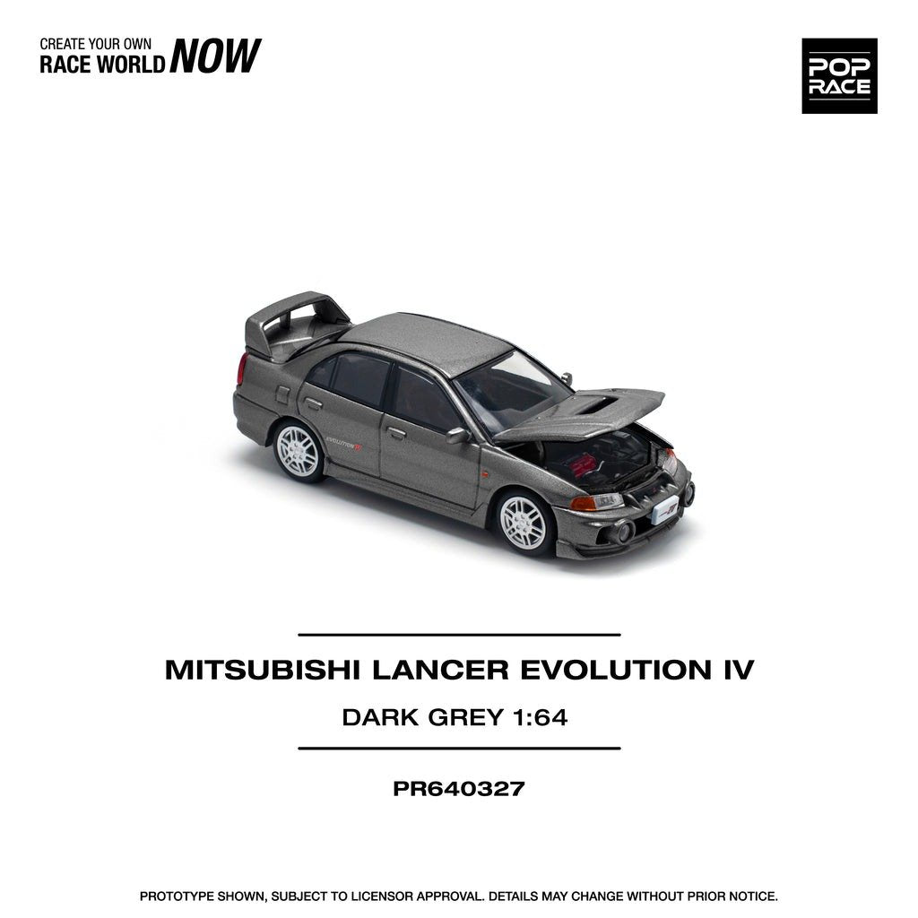 POP RACE 1/64 MITSUBISHI LANCER EVOLUTION IV DARK GREY Diecast Model