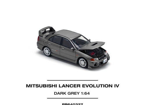 Load image into Gallery viewer, POP RACE 1/64 MITSUBISHI LANCER EVOLUTION IV DARK GREY Diecast Model
