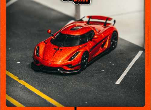 Load image into Gallery viewer, Tarmac Works 1/64 Koenigsegg Regera  Orange Metallic / Black Stripes
