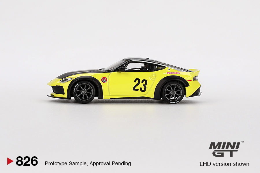 Mini GT #826 Nissan Z LB NATION WORKS Ikazuchi Yellow Model Car LHD