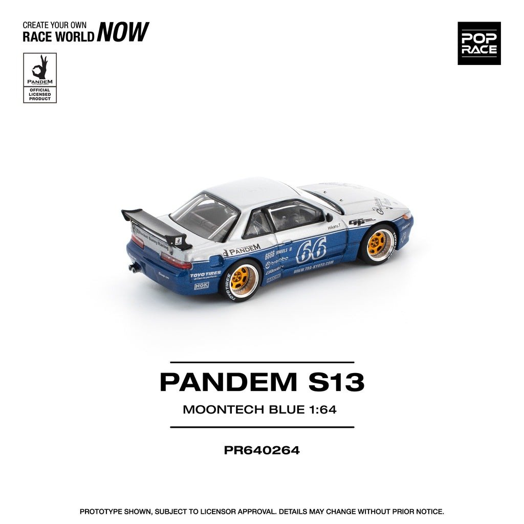 POPRACE 1/64 PANDEM SILVIA S13 MOONTECH BLUE Diecast Model Car