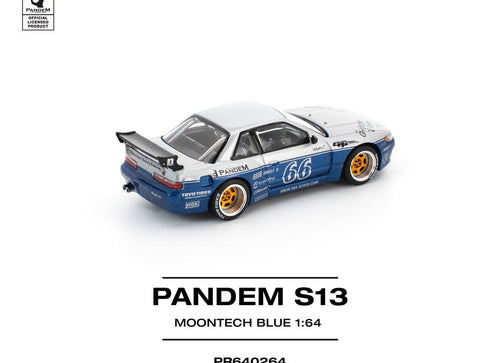 Load image into Gallery viewer, POPRACE 1/64 PANDEM SILVIA S13 MOONTECH BLUE Diecast Model Car

