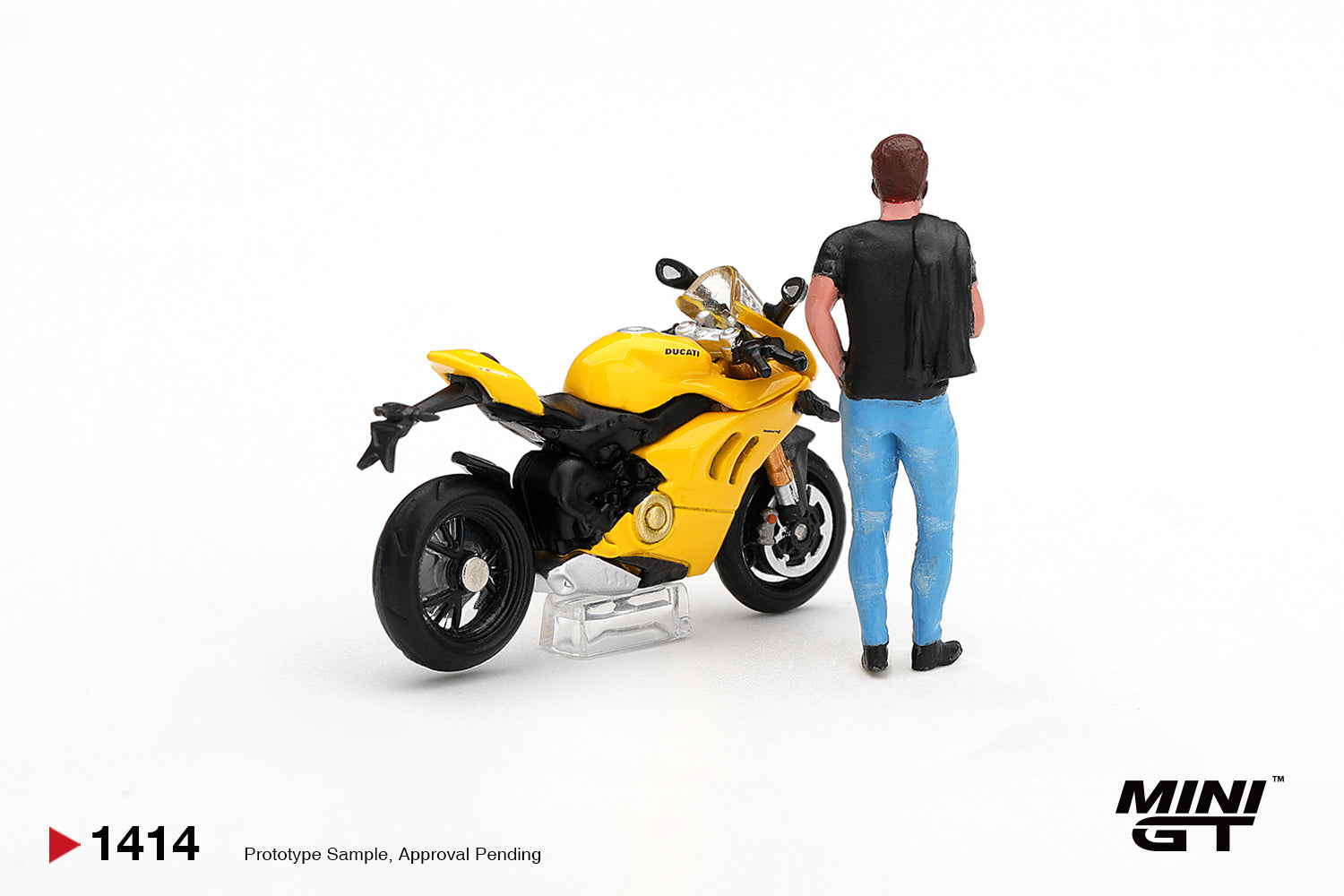 (Pre-order) Mini GT #1414 Ducati Panigale V4 S Giallo w/ figure Model Car Set