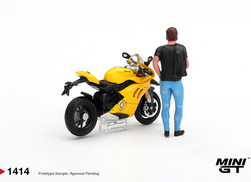 Load image into Gallery viewer, (Pre-order) Mini GT #1414 Ducati Panigale V4 S Giallo w/ figure Model Car Set
