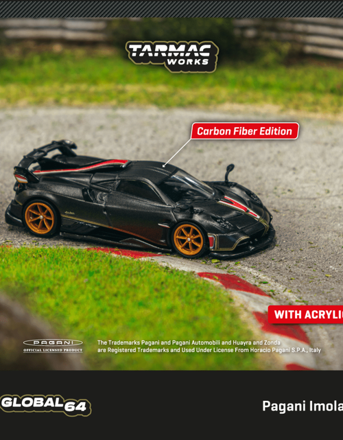 Load image into Gallery viewer, Tarmac Works 1/64 Pagani Imola Matt Black Carbon Fiber Model Car
