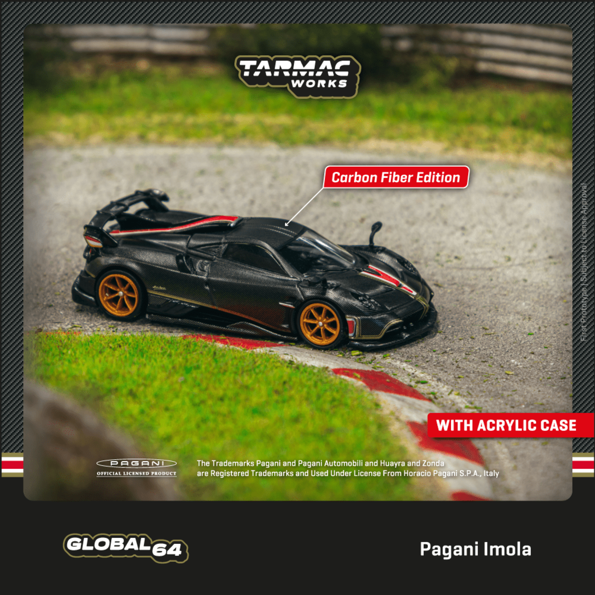 Tarmac Works 1/64 Pagani Imola Matt Black Carbon Fiber Model Car