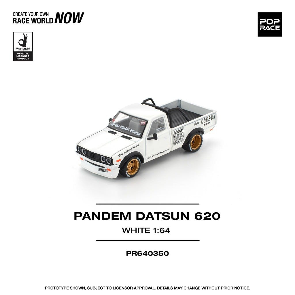 POPRACE 1/64 PANDEM DATSUN 620 WHITE Diecast Model Car