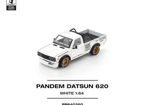 Load image into Gallery viewer, POPRACE 1/64 PANDEM DATSUN 620 WHITE Diecast Model Car

