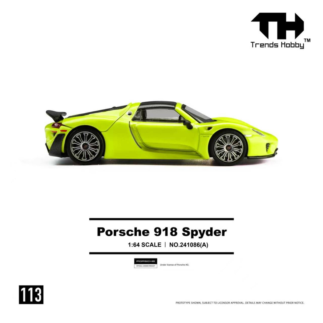 (Pre-order) Trends Hobby 1/64  Diecast Porsche 918 Spyder - Acid Green Model Car