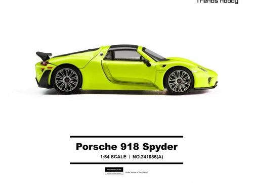 Load image into Gallery viewer, (Pre-order) Trends Hobby 1/64  Diecast Porsche 918 Spyder - Acid Green Model Car
