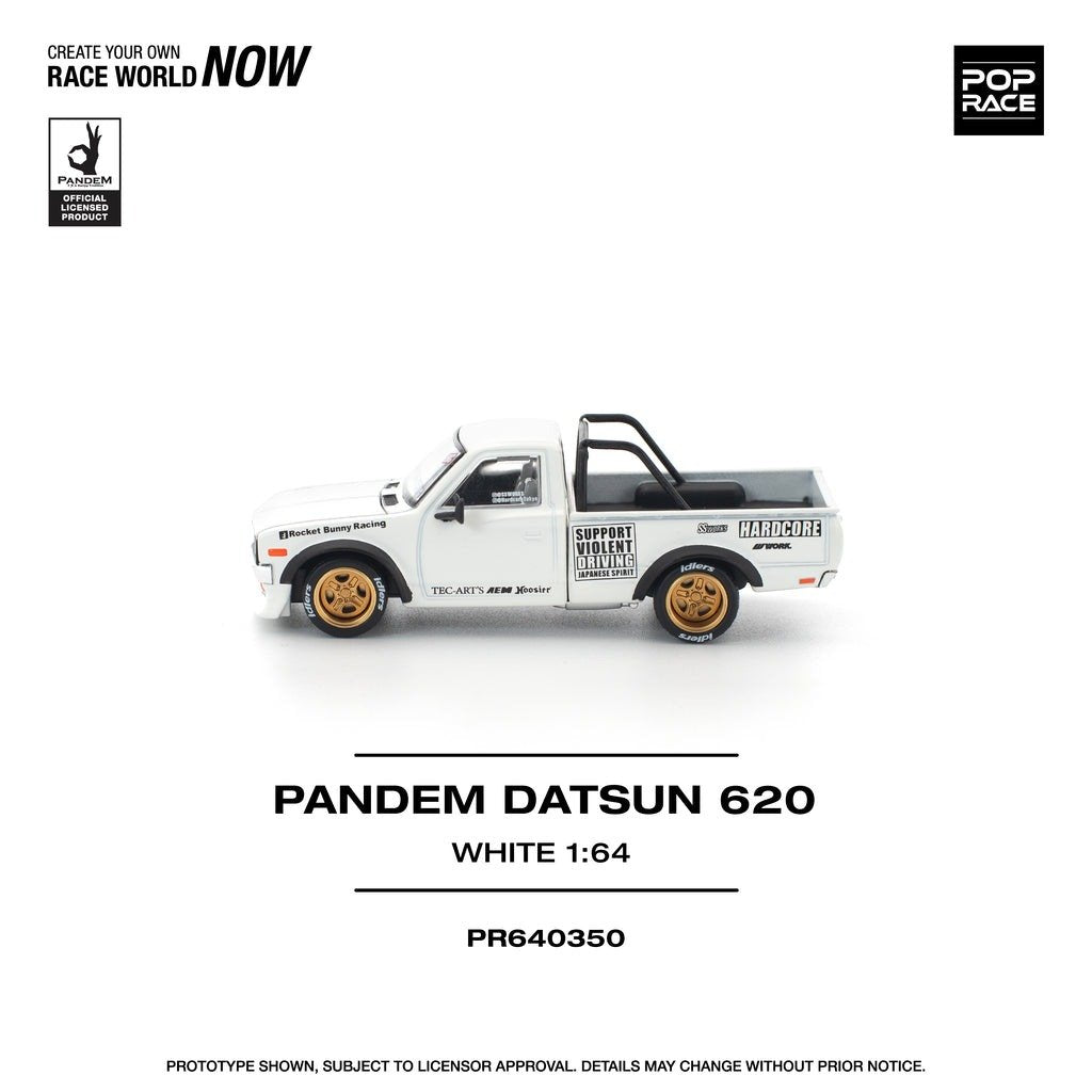 POPRACE 1/64 PANDEM DATSUN 620 WHITE Diecast Model Car